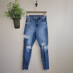 AE 6 American Eagle Skinny Jeans Super Hi Rise Jegging Ripped Knees Distressed